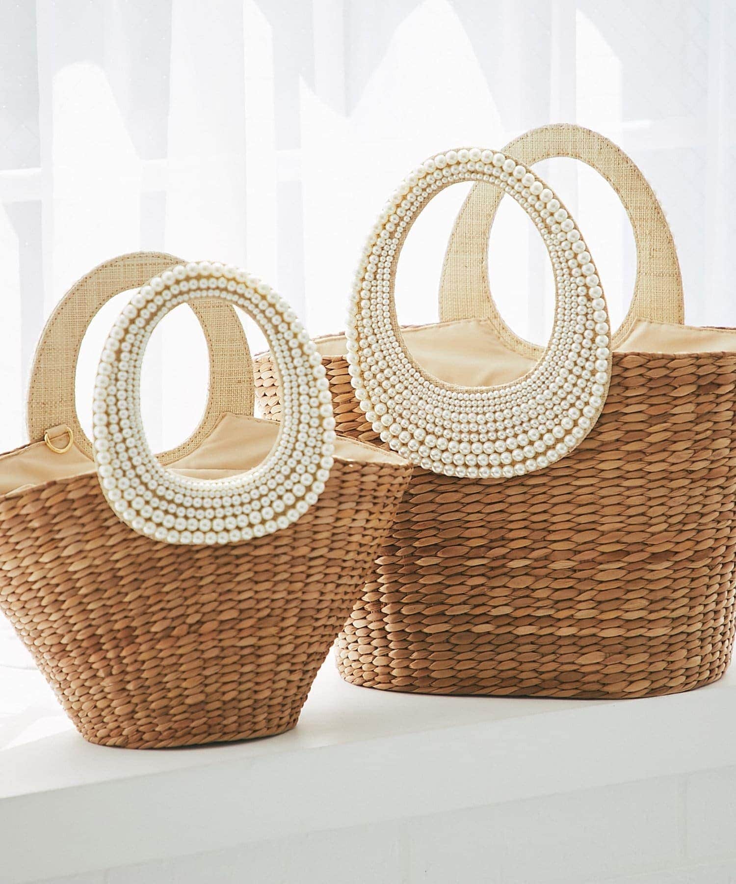 美品　【完売商品】パールハンドルバスケットS ラブティックボンボン La boutique BonBon（ラブティックボンボン）の「【待望の復刻