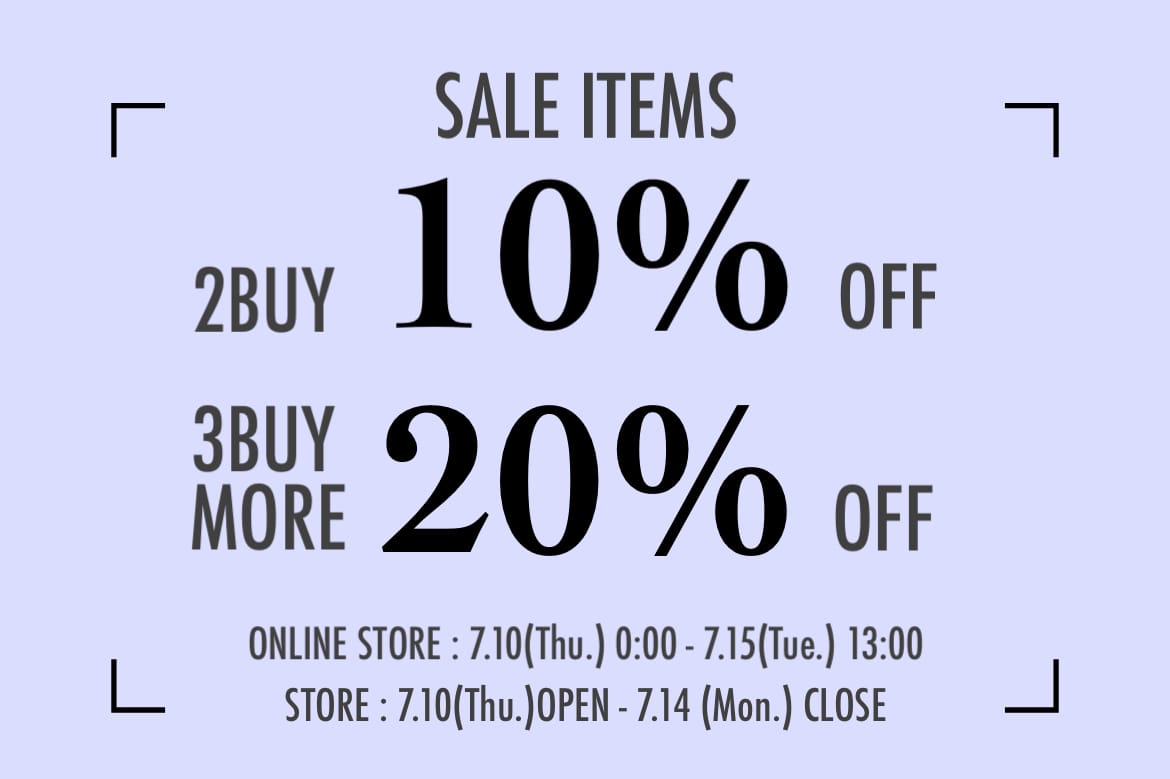 SHENERY SALEアイテム 2BUY10%OFF・3BUY20%OFFクーポンキャンペーン開催！