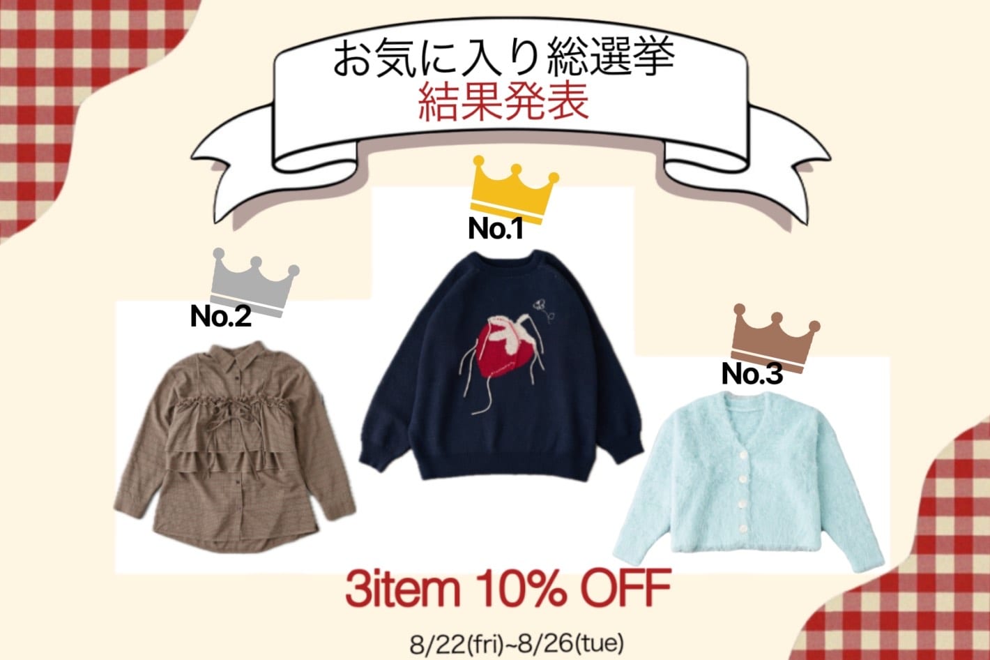 w closet 【お気に入り総選挙】結果発表＆お得な特典について♪