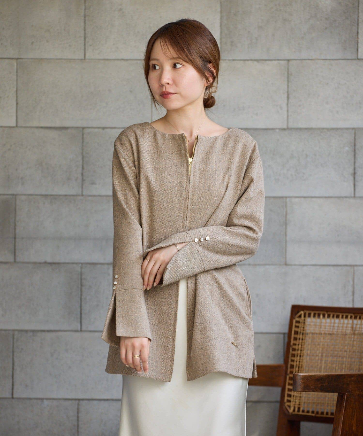 ジップカーディガン スタイリング1