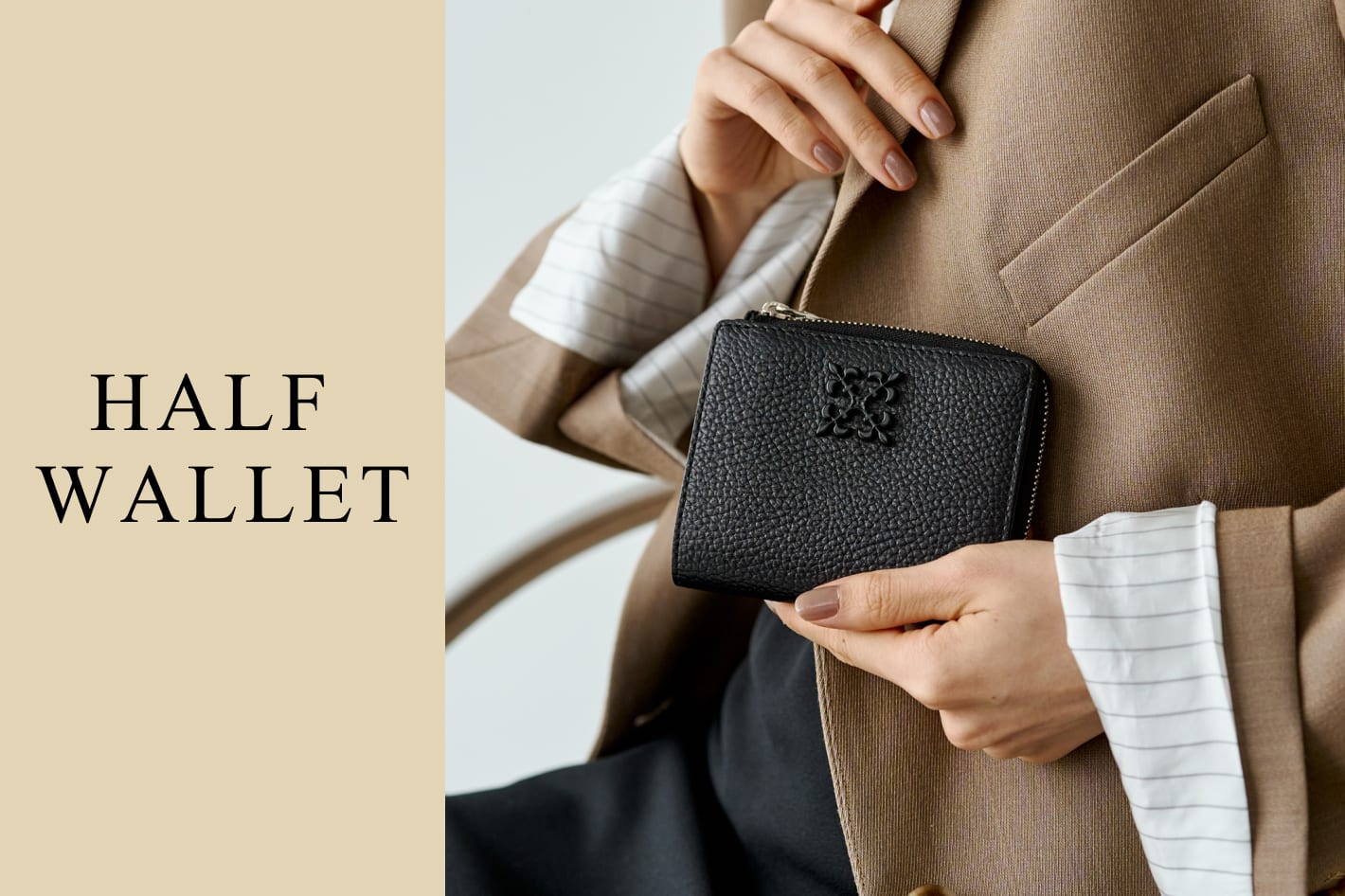 russet 【長く愛される、定番財布】モノグラムプレートハーフウォレット