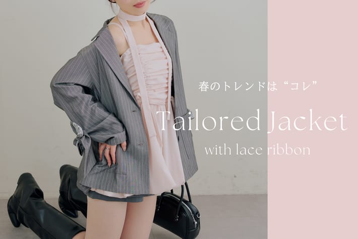 NICE CLAUP / OLIVE des OLIVE OUTLET 【この春着たいのはコレ！】レースリボンテーラードジャケット