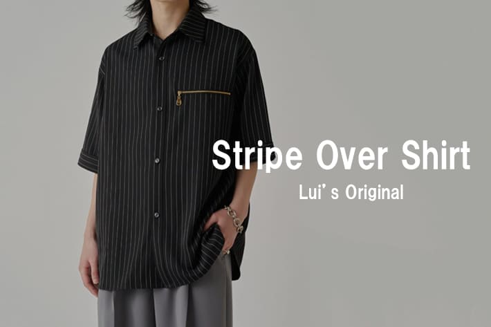 Lui's 【今買ってすぐ届く】ストライプ半袖オーバーシャツ