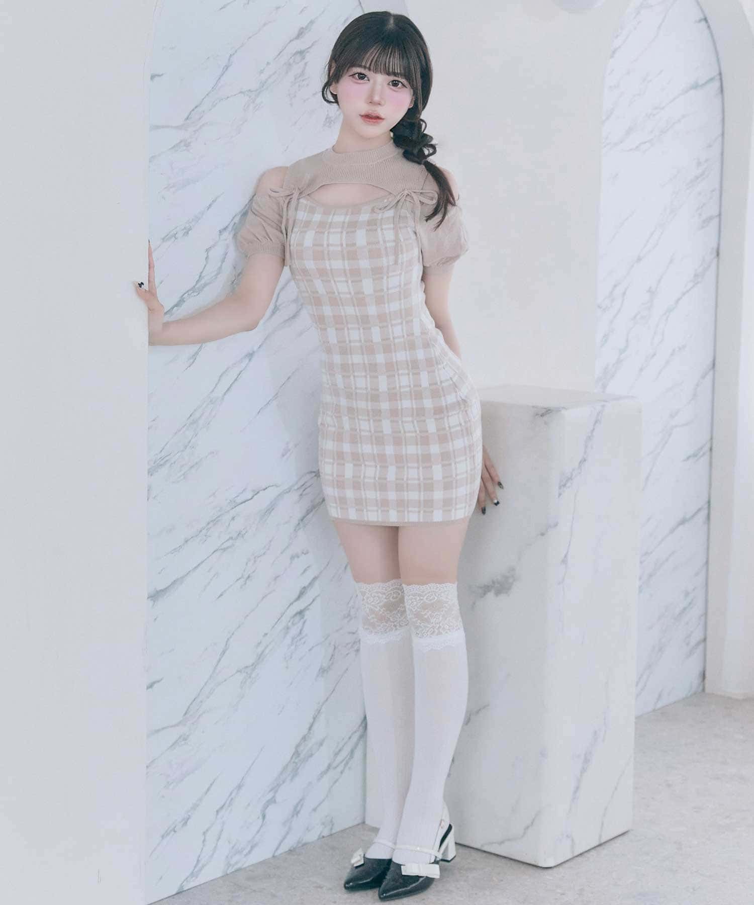 2way Check Knit Onepiece