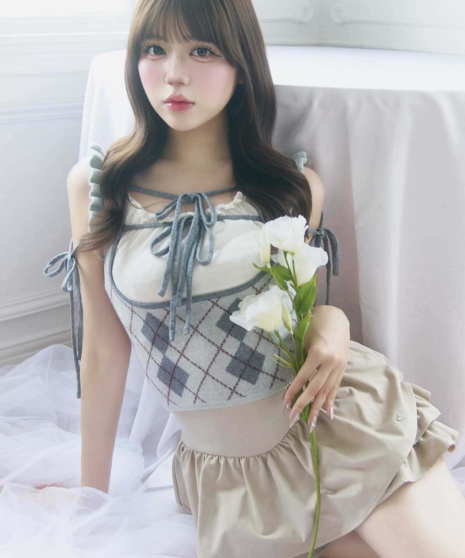 Argyle Ribbon Knit Tank