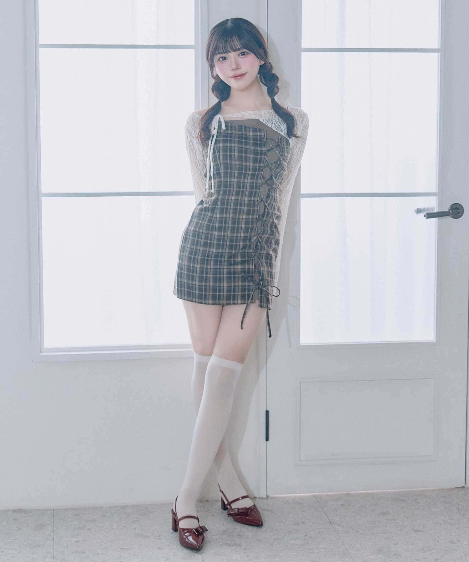 Lace-up Cami Onepiece×Bolero Set