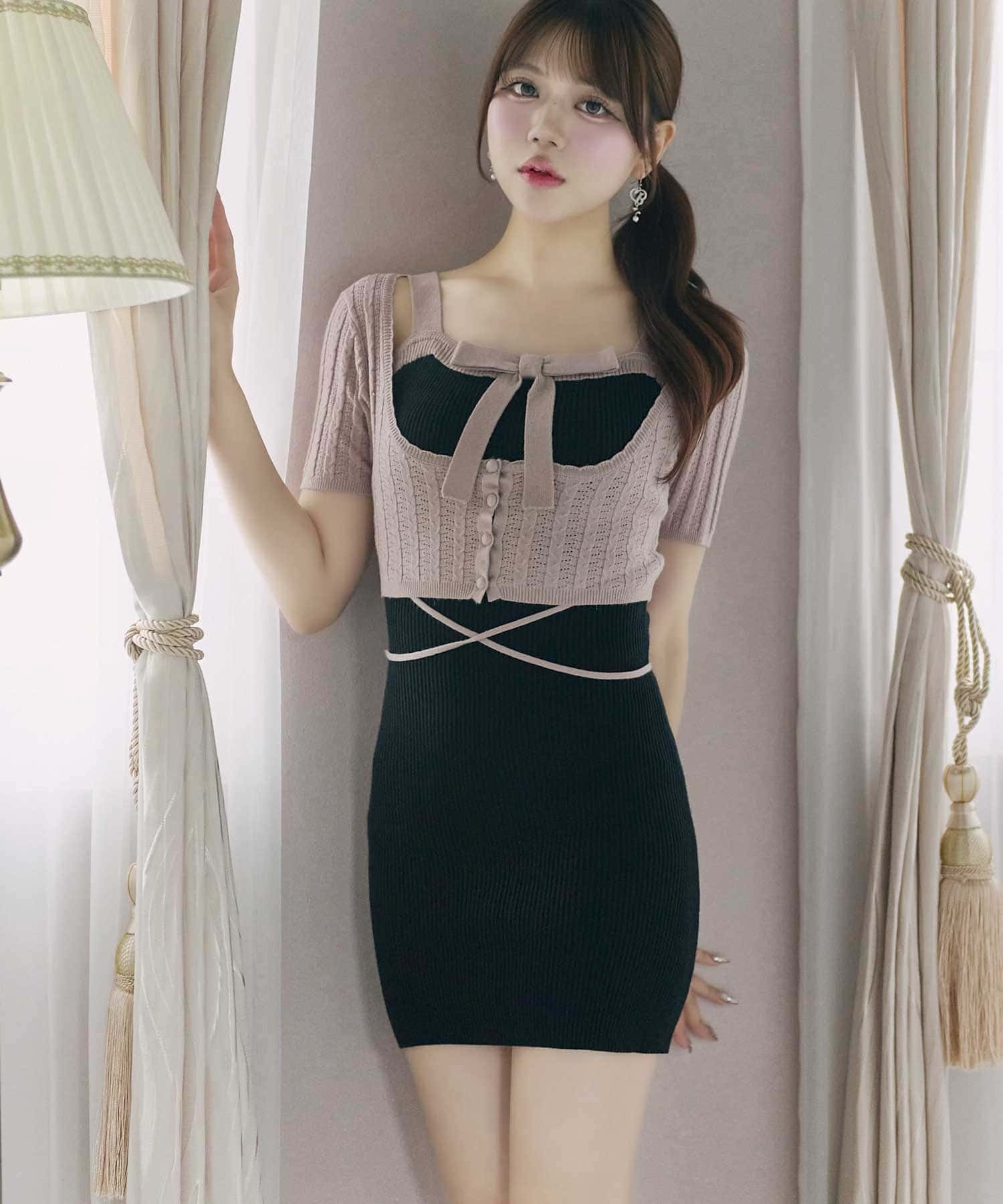 Ribbon Rib Knit Onepiece