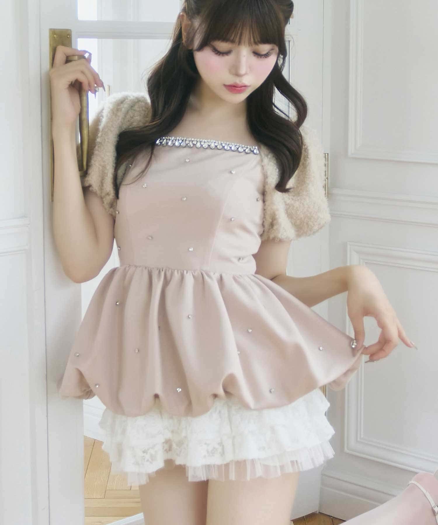 Jewel Ballon Peplum Tops