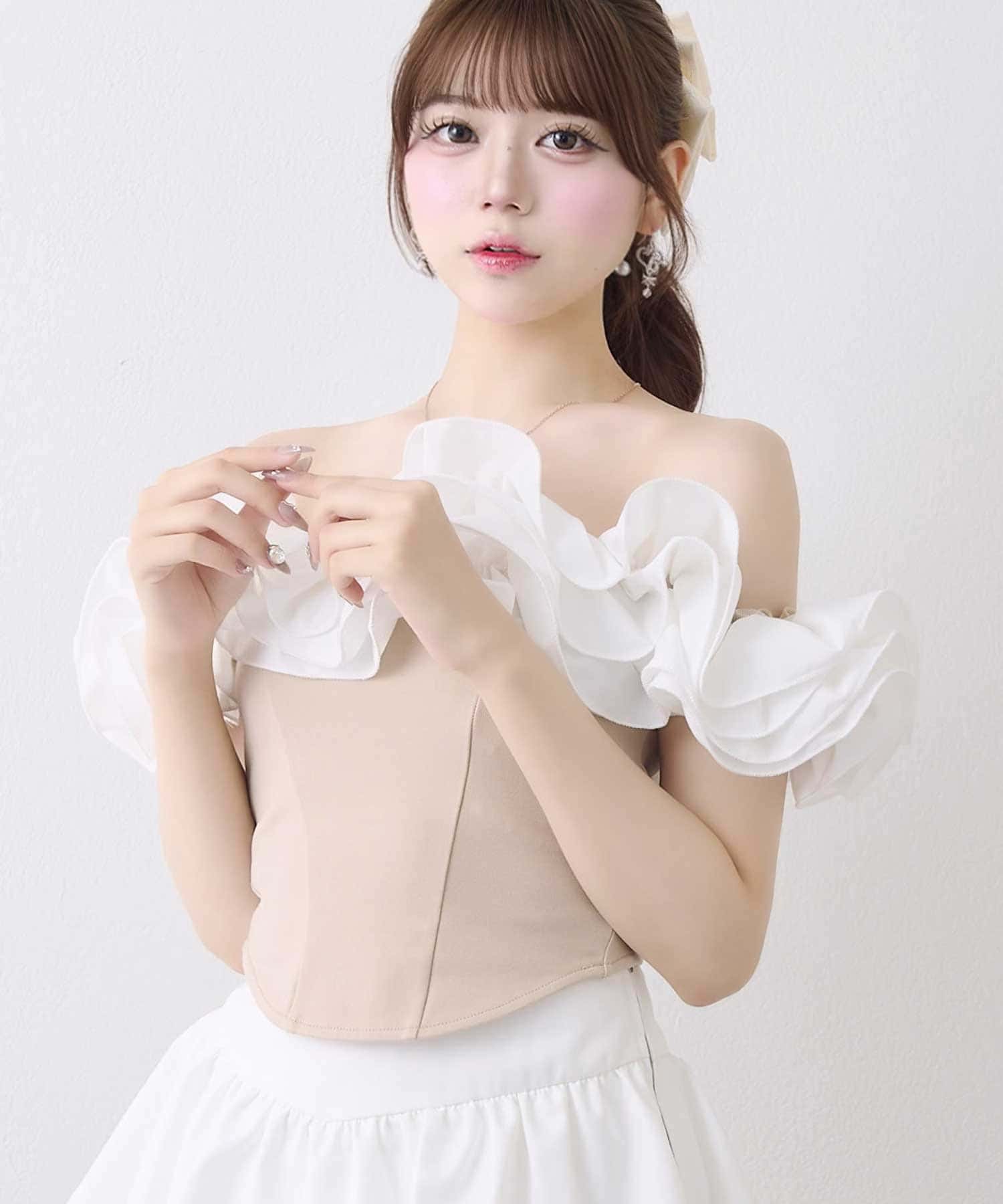 Volume Frill Off Shoulder Tops