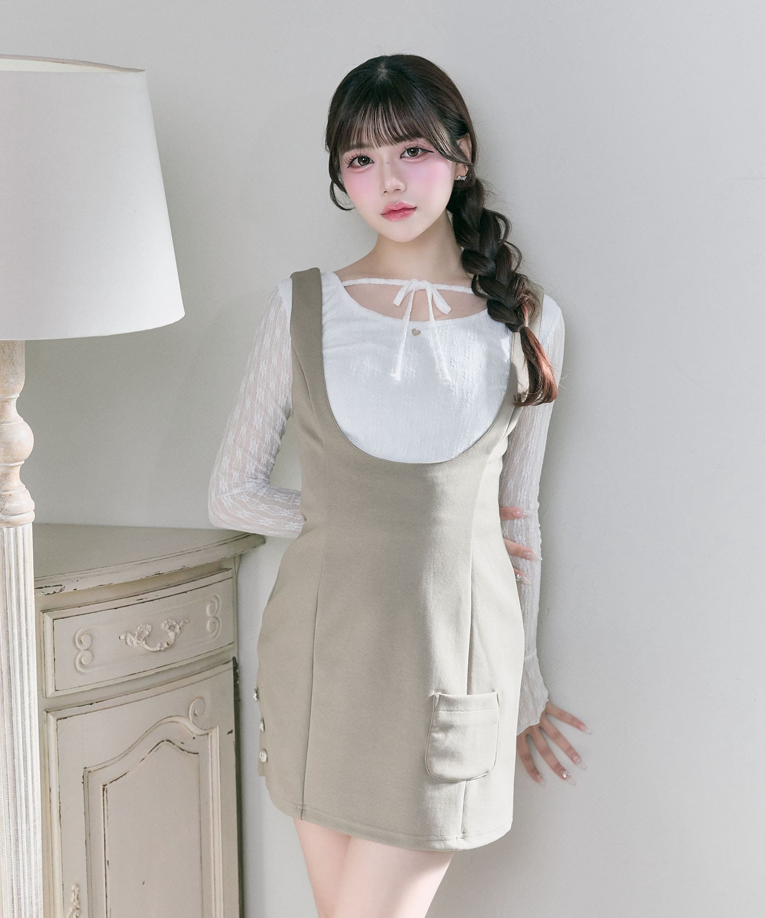 Side Button Mini Jumper Skirt