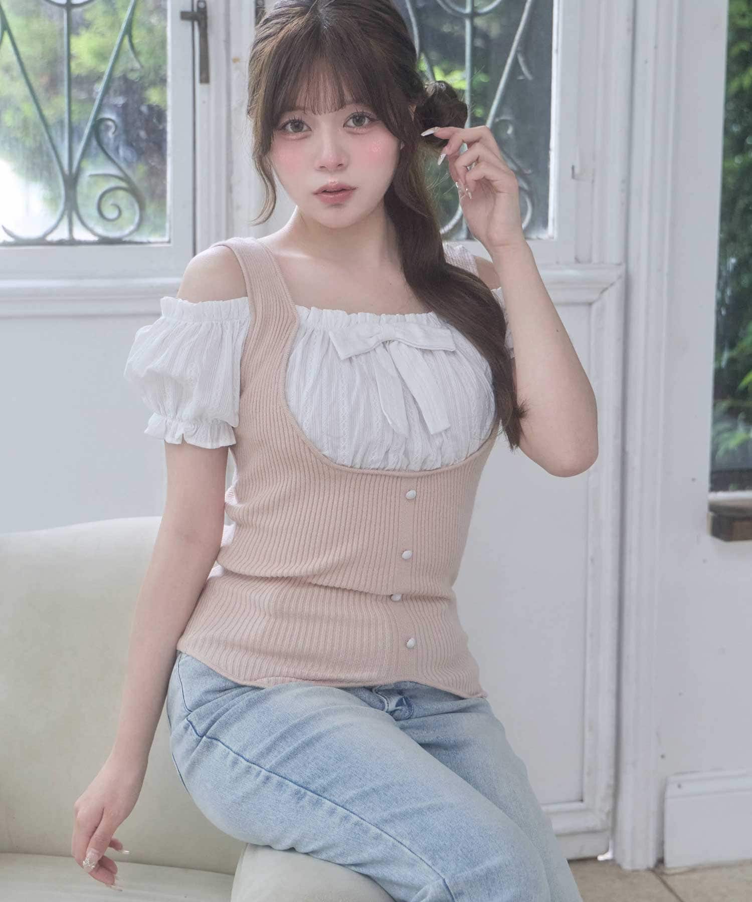 Rib Knit Docking Blouse