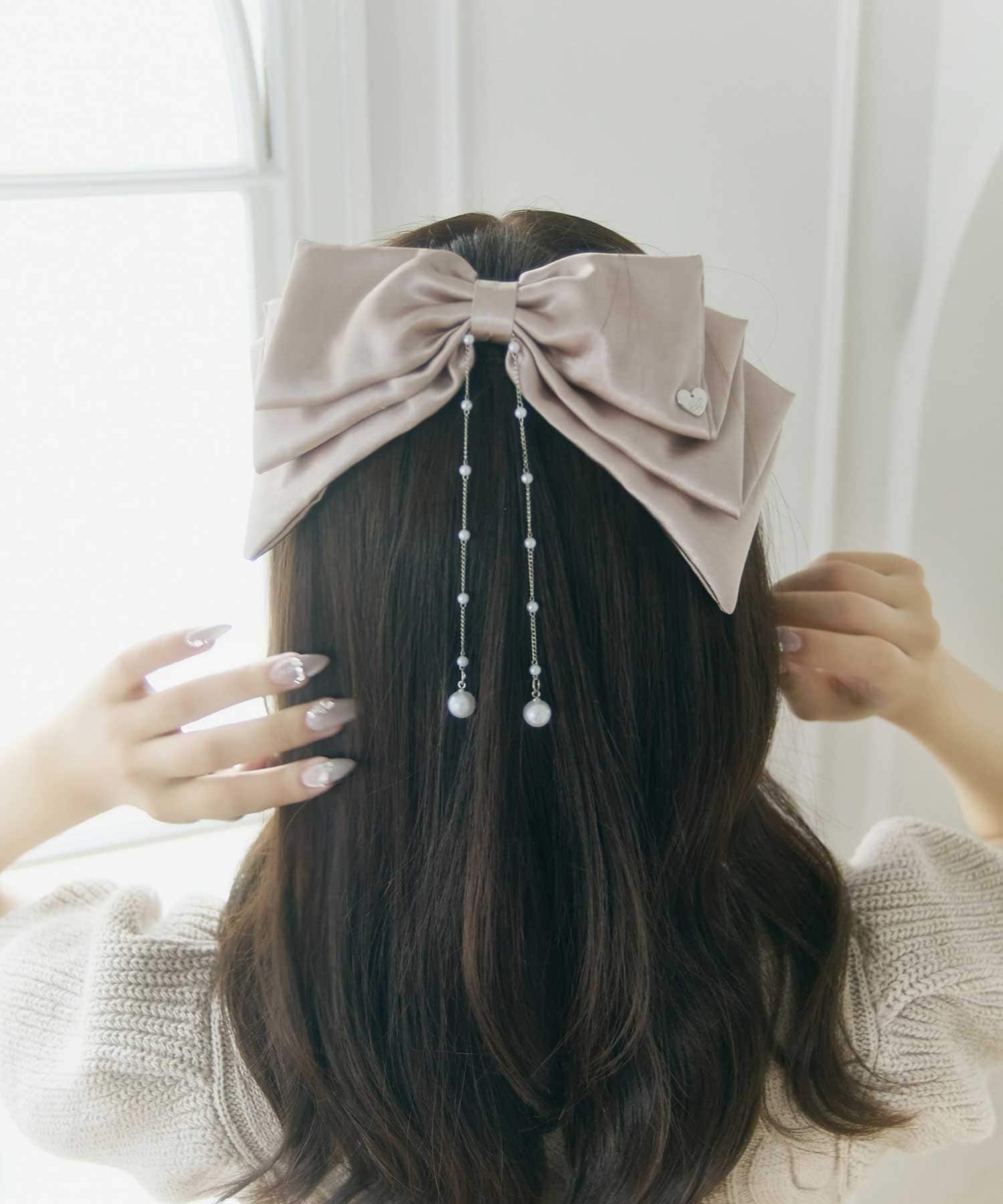 Big Ribbon Pearl Barrete