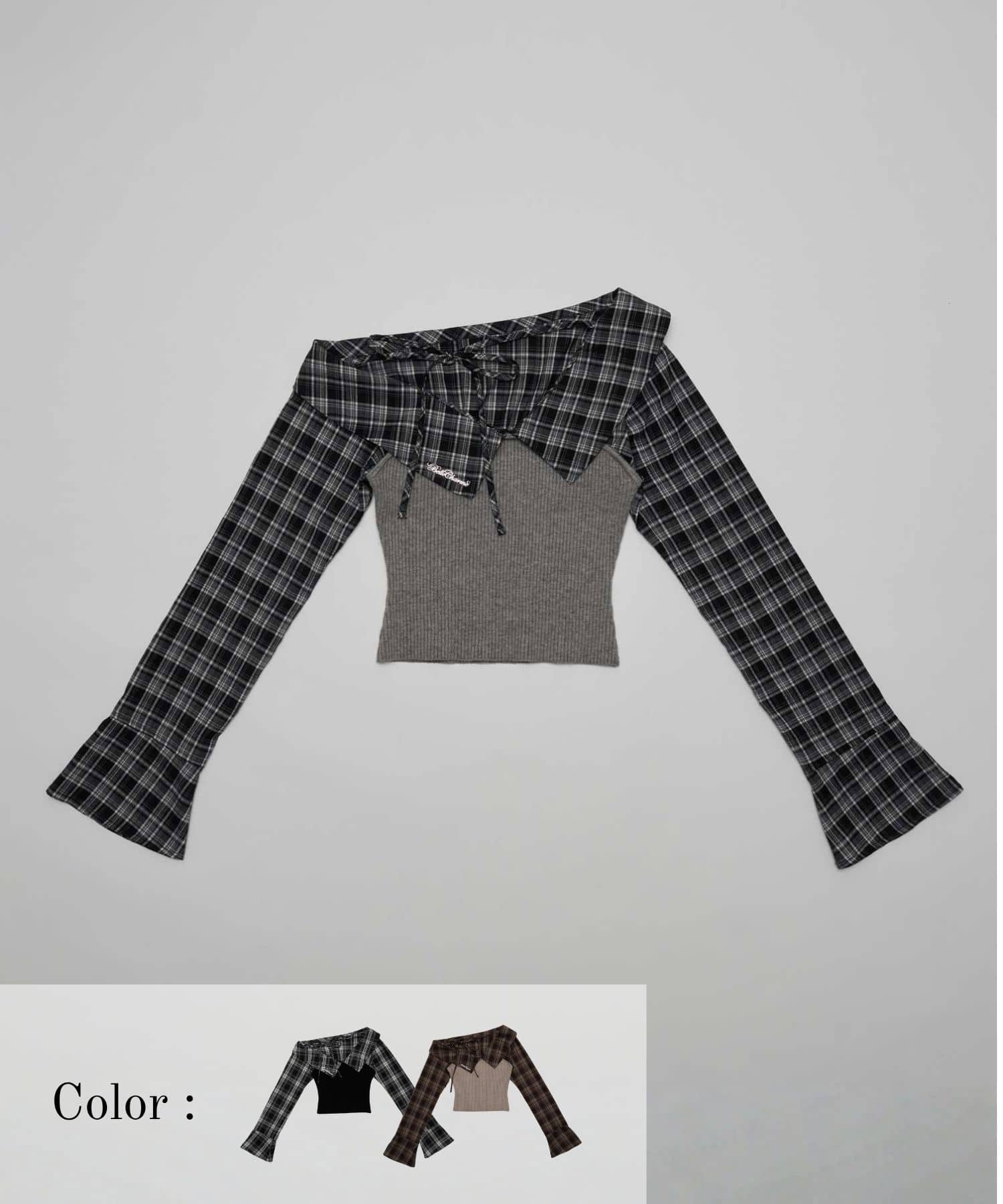 Check Docking Knit Tops