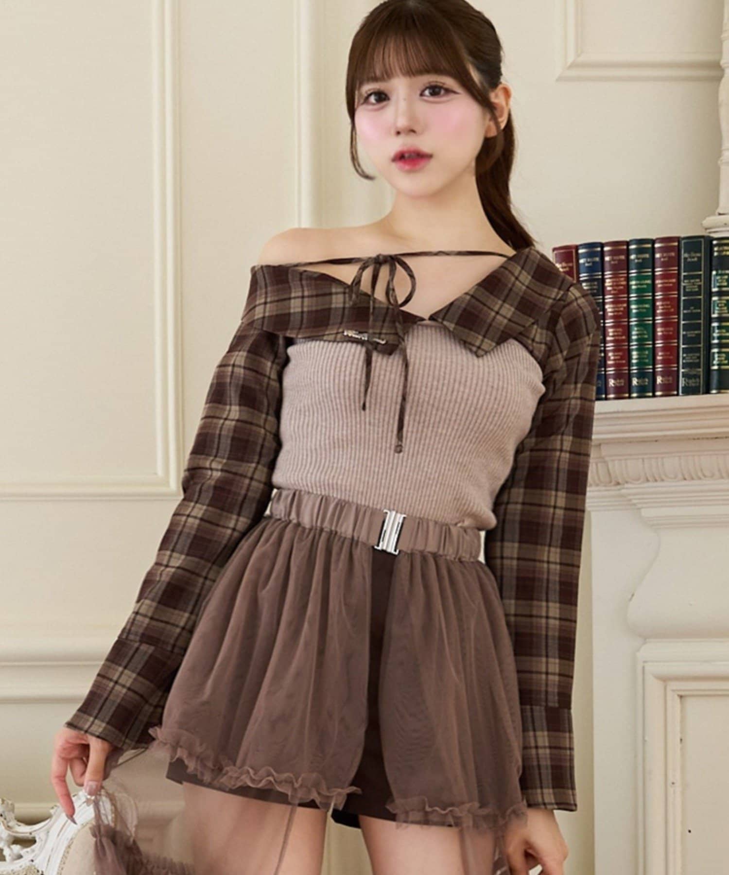 Check Docking Knit Tops