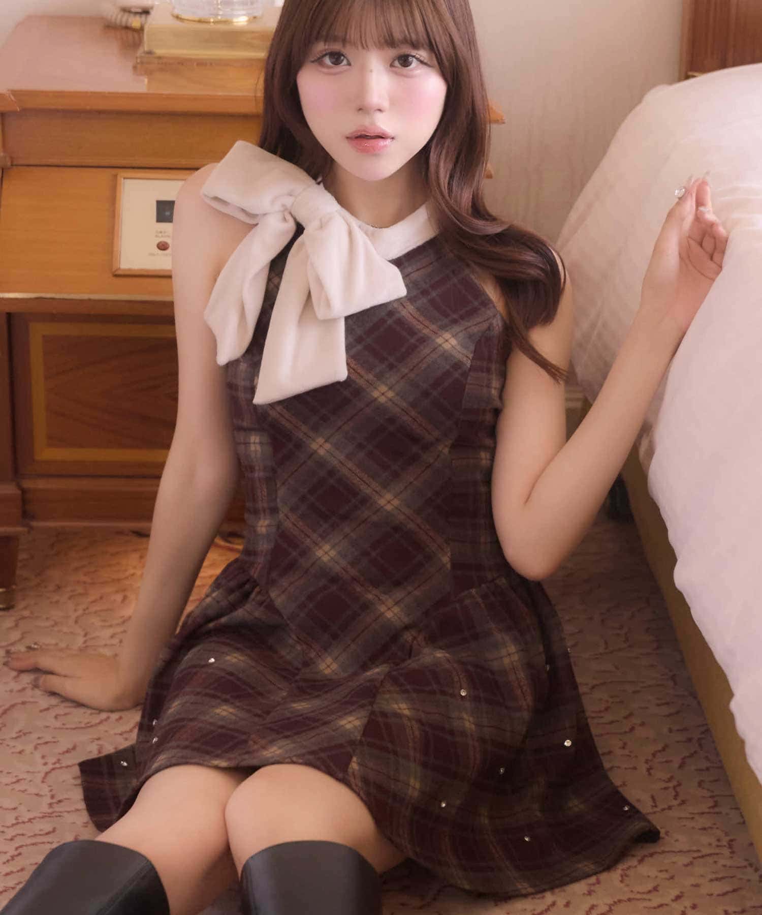 Velour Ribbon Jewel Onepiece