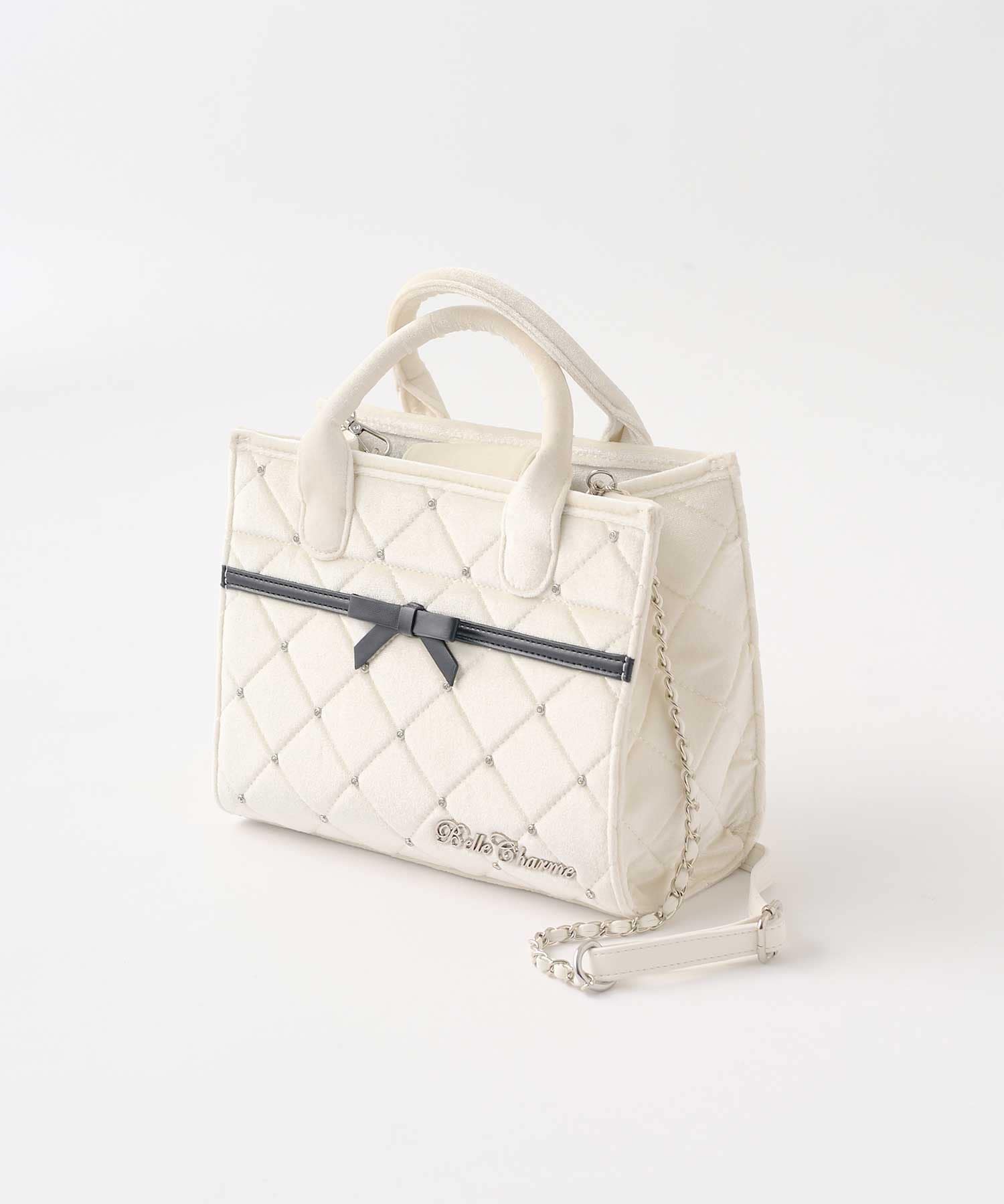 Velour Quilted Ribbon Mini Tote