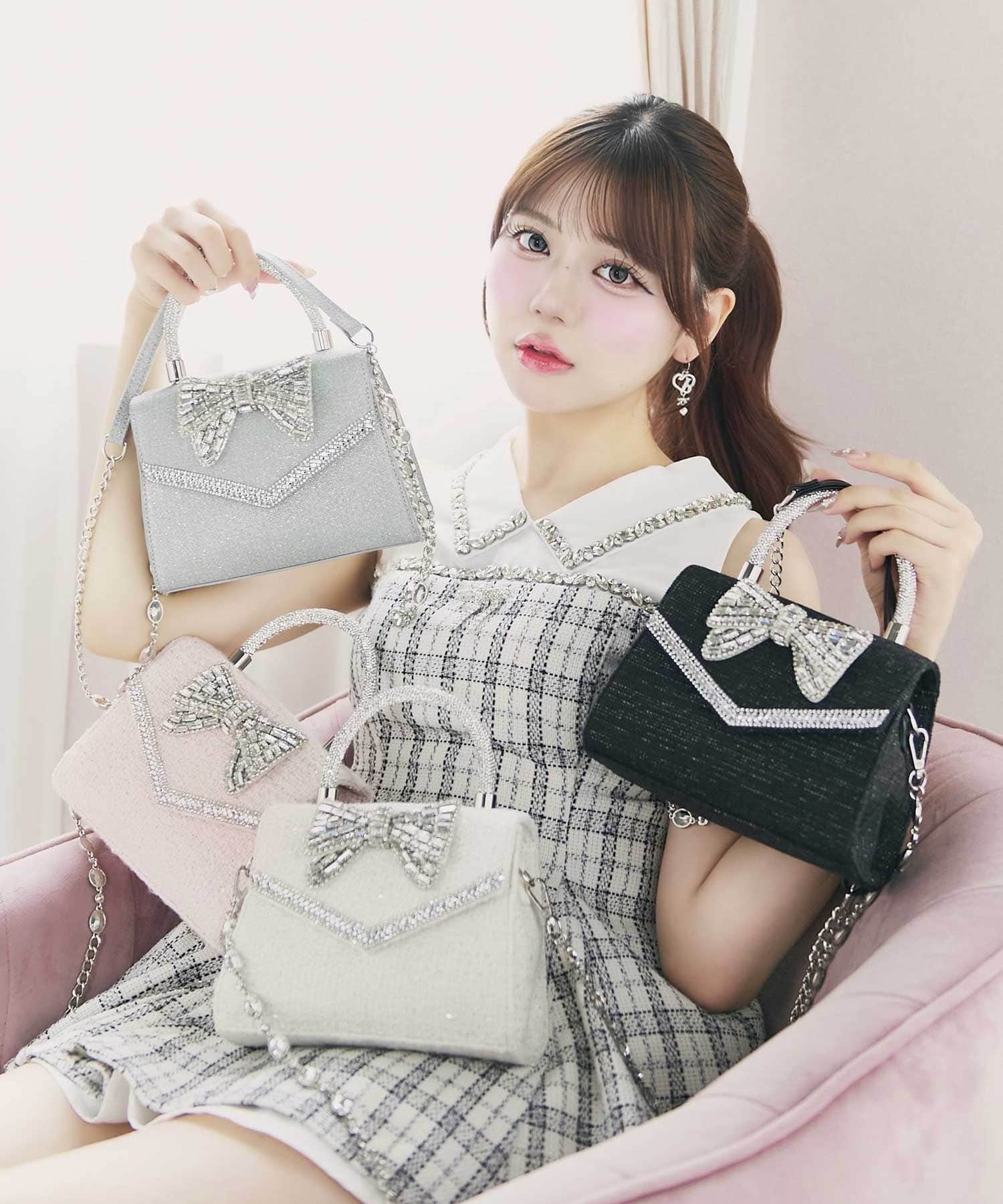 Crystal Ribbon Chain Bag