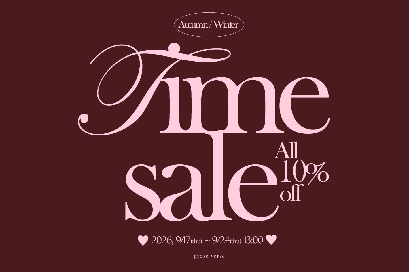 prose verse 秋冬アイテム10%OFFタイムセール開催！