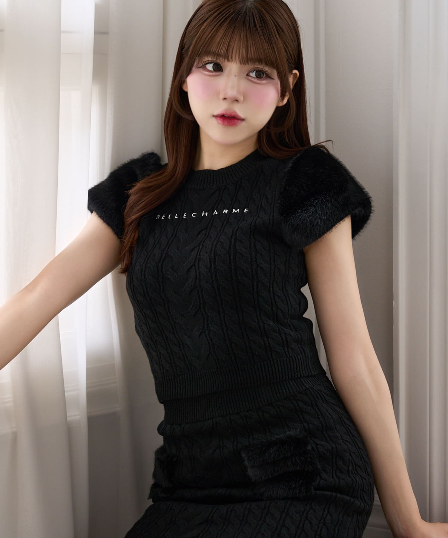 Fur Shoulder Cable Knit