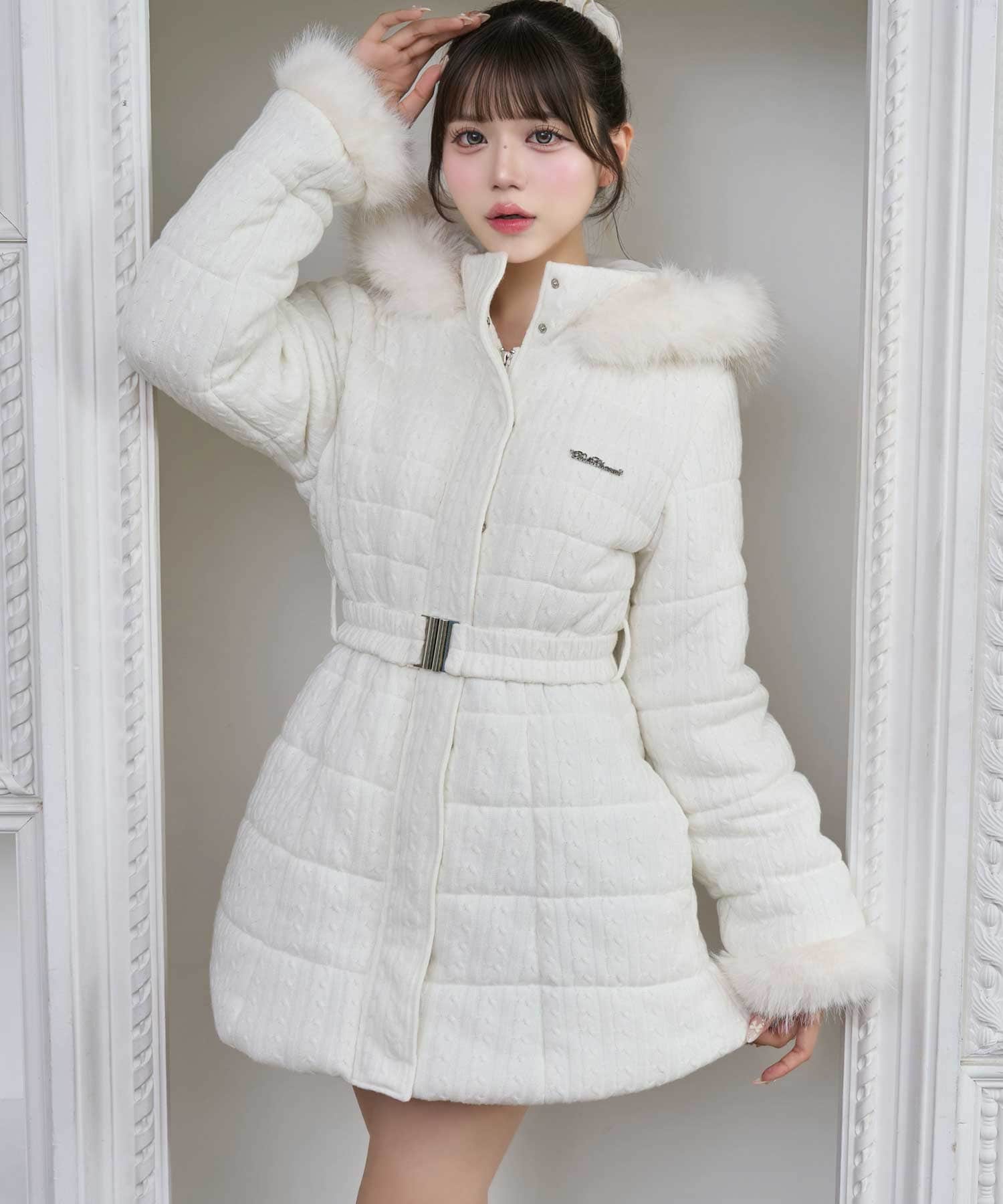 Belted Fur Hood Middle Eco Down