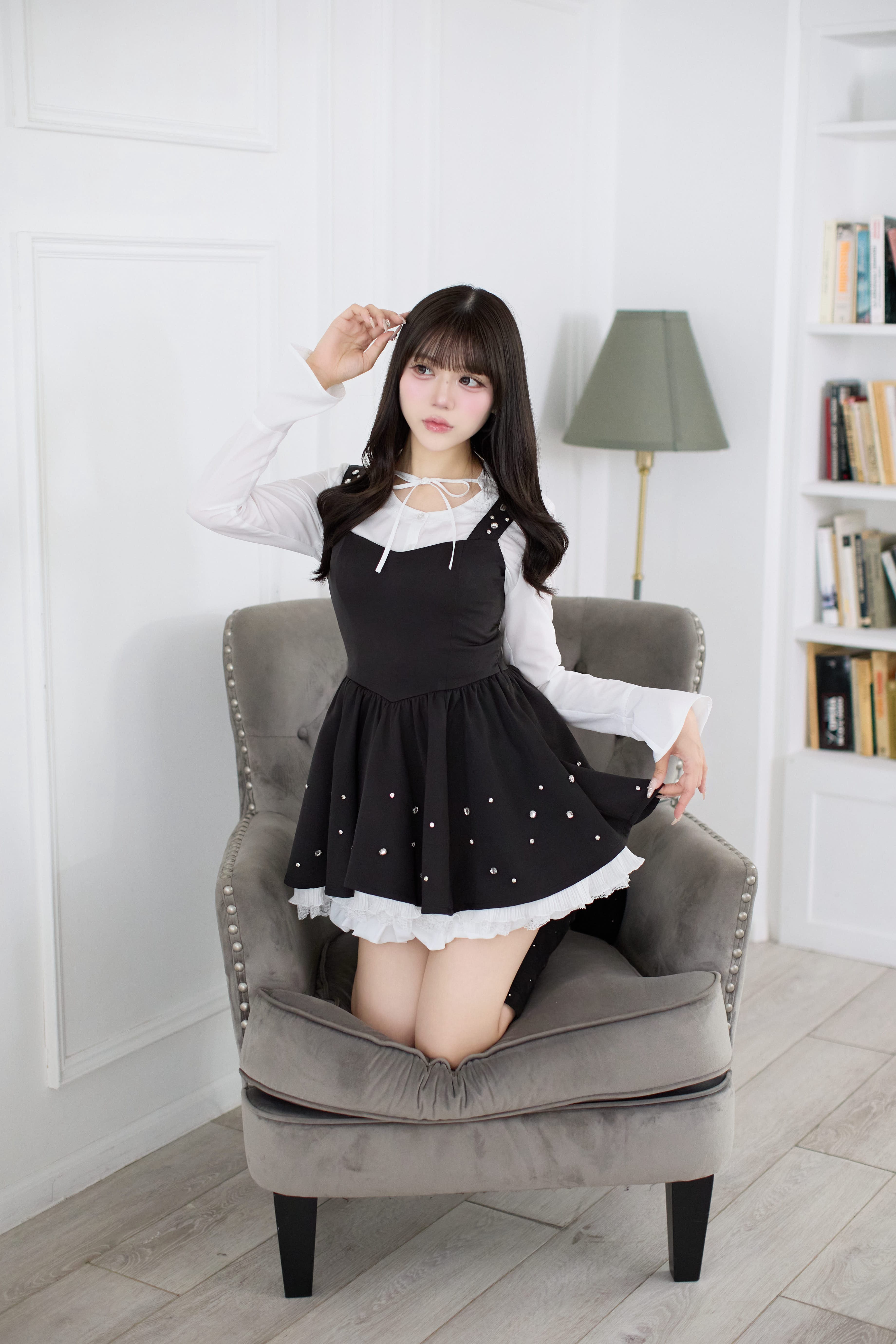 Mix Check Pleats Skirt