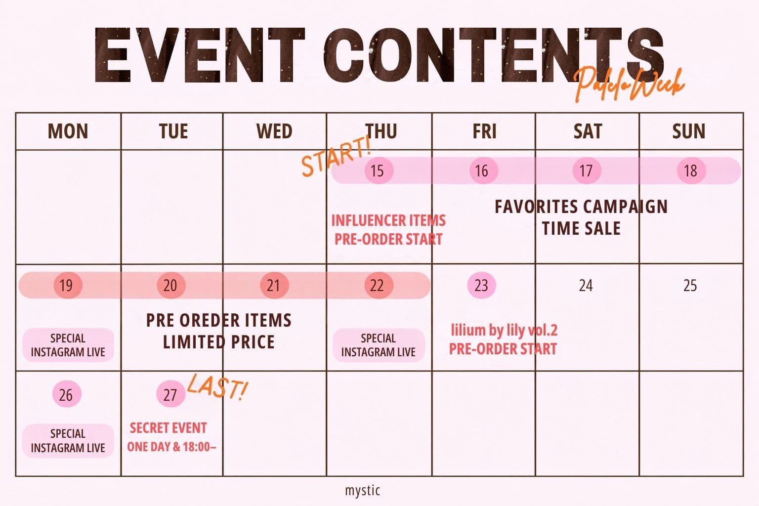 mystic 【秋のパルクロウィーク！】EVENT CONTENTS
