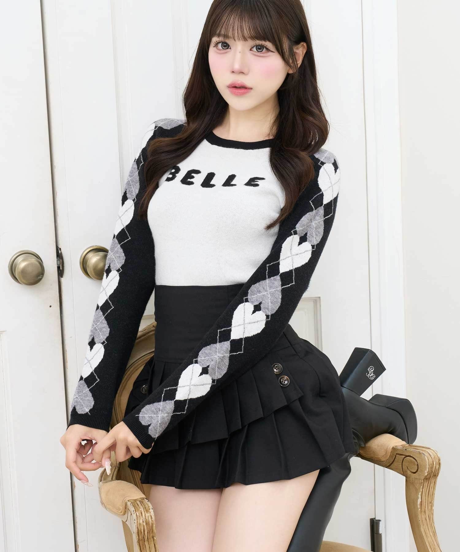 Heart Argyle Logo Knit