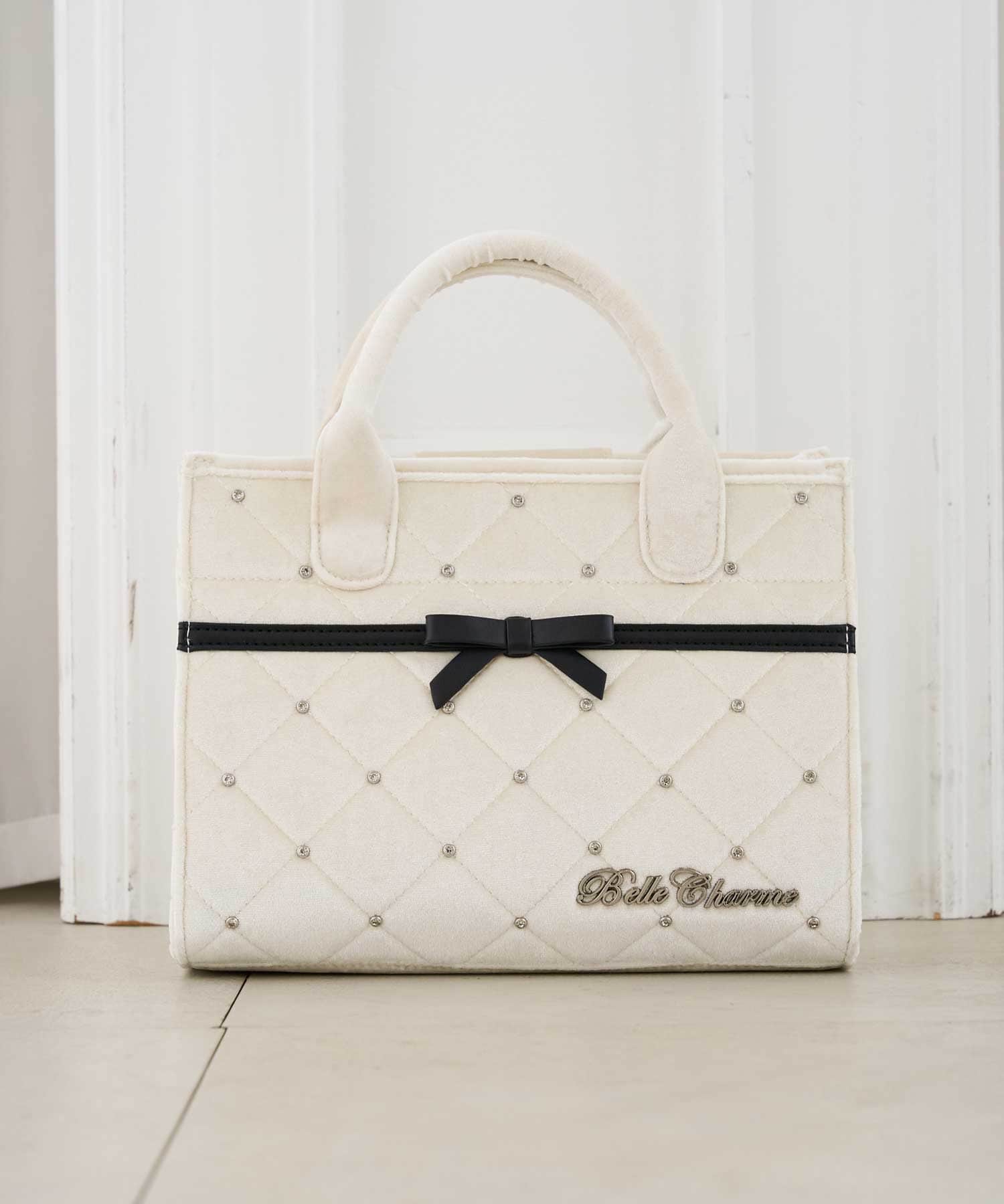 Velour Quilted Ribbon Mini Tote