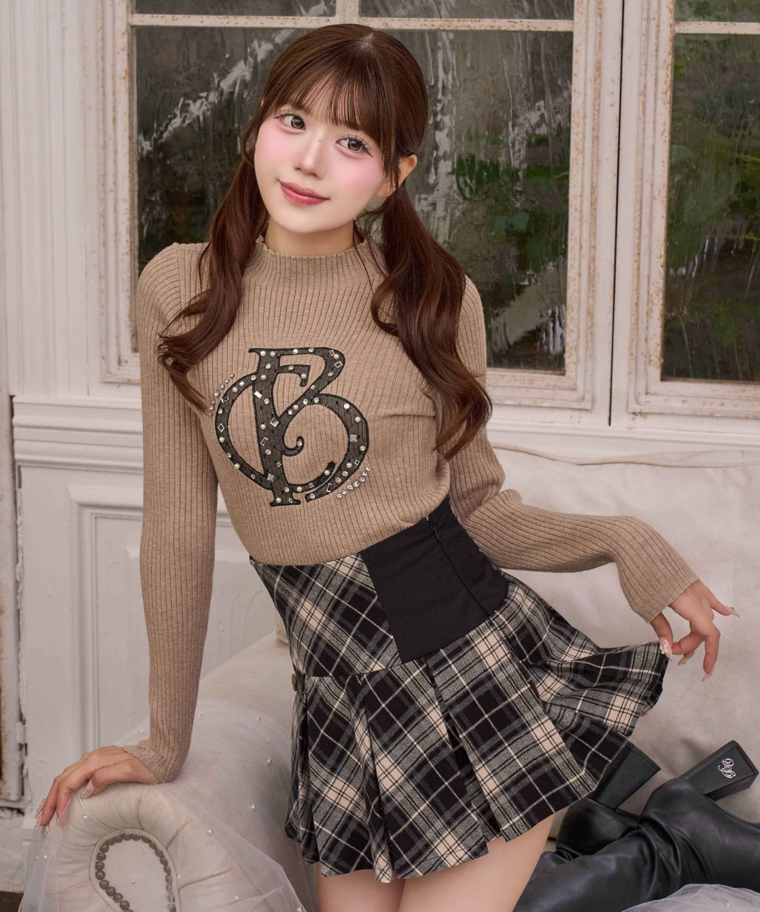 Bicolor Pleats Skirt