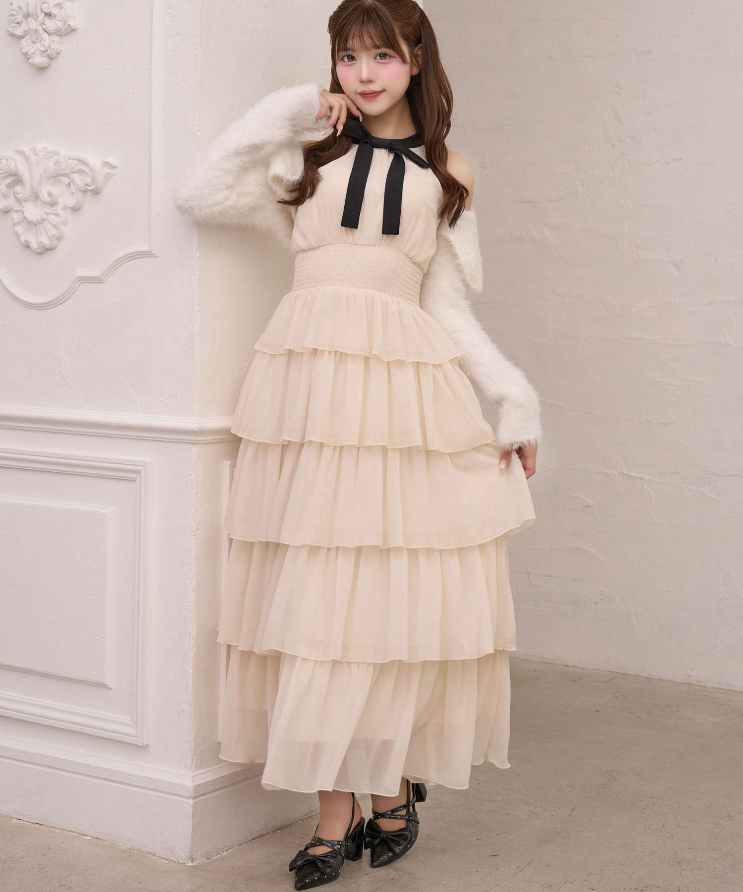 Lace Chiffon Tiered Onepiece