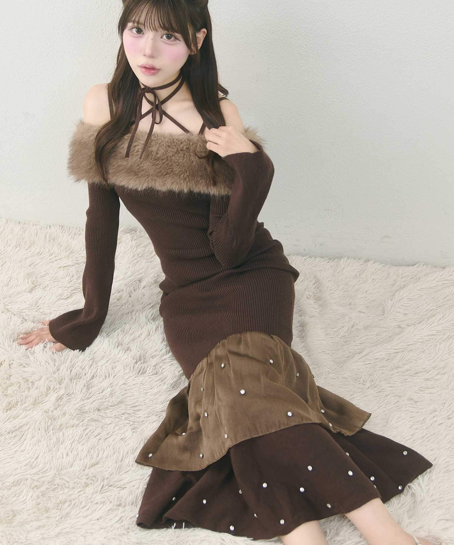 Lady Fur Mermaid Knit Onepiece