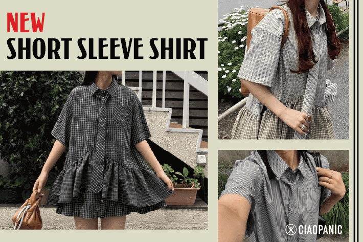 【5/2予約開始】半袖verが登場！ネクタイ付きティアードチュニックシャツワンピース