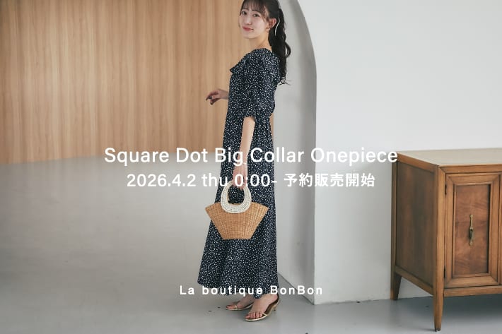 【愛され度高め】スクエアドットビッグカラーワンピース