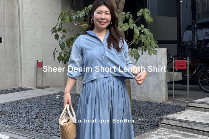【徹底解説】RISAコラボ/シアーデニムショート丈袖リブシャツ