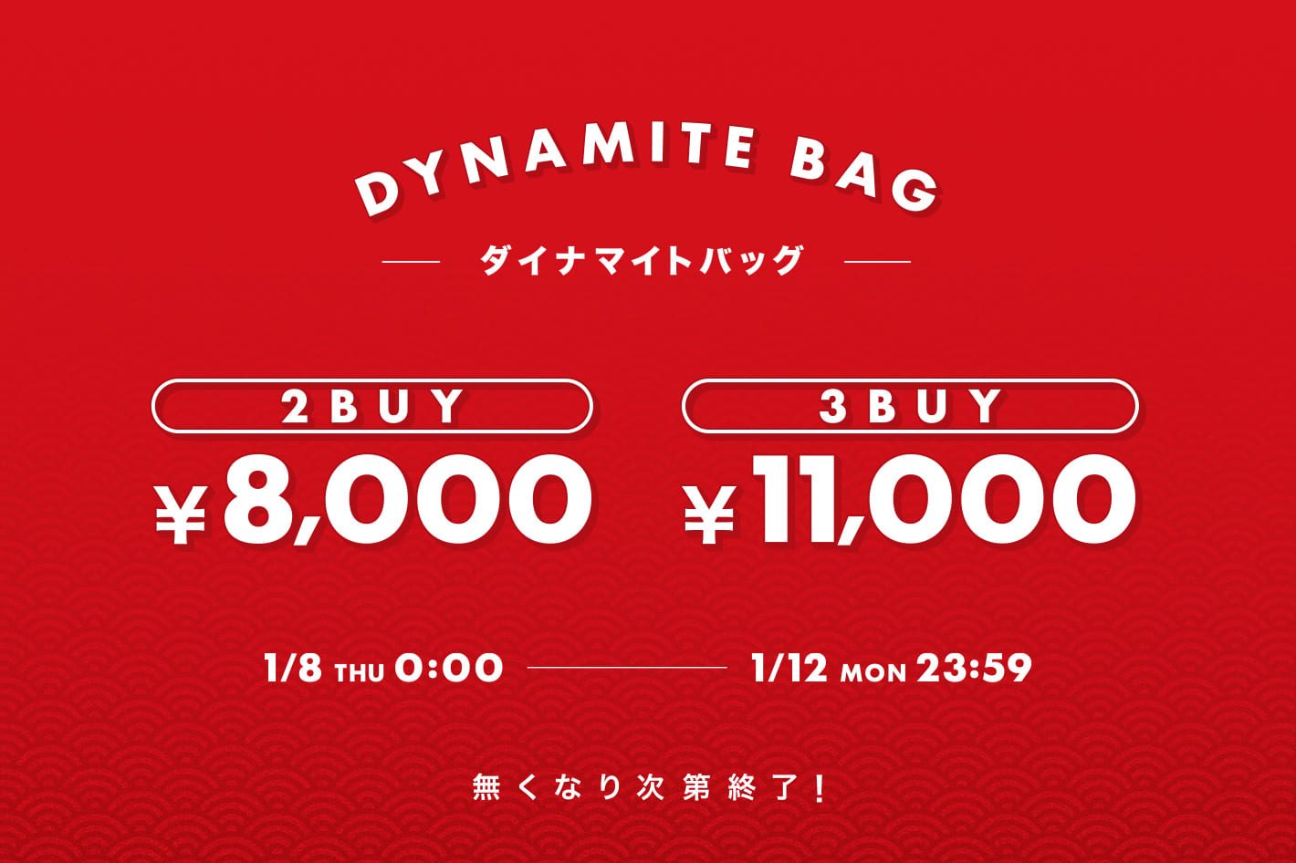 【1/8(木)0時からスタート！】DYNAMITEBAG！