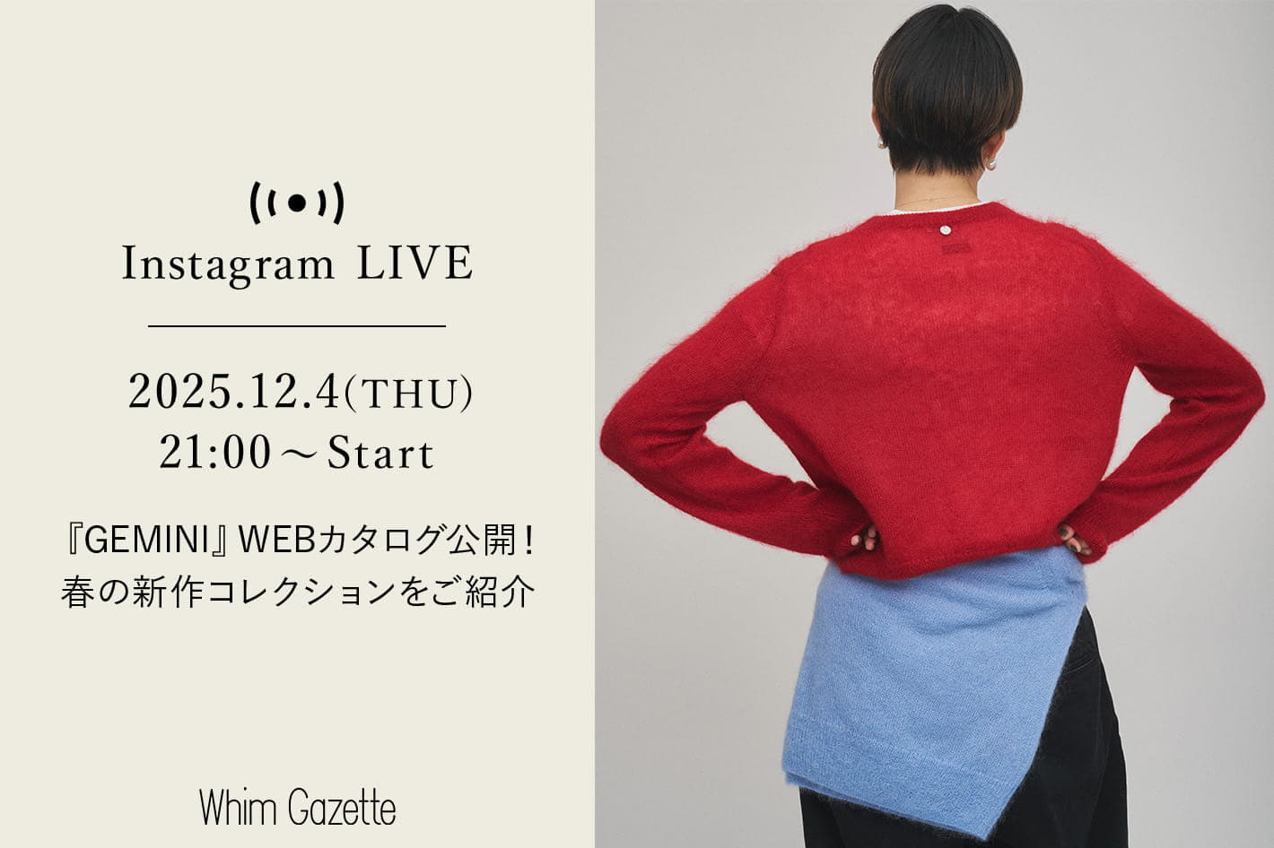 whimGazette ニット　セ－タ－新品ま未使用 Whim Gazette（ウィムガゼット）の「【GEMINI】モヘヤプルオーバー