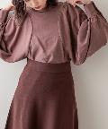 natural couture(ナチュラルクチュール) スタンドカラー袖コンシャスブラウス