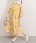 natural couture(ナチュラルクチュール) アートフラワージャガード柄タックフレアスカート