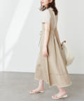 natural couture(ナチュラルクチュール) 裾フリンジ配色ステッチジャンスカ