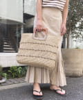 natural couture(ナチュラルクチュール) 木手ハンドル玉編みトートバッグ