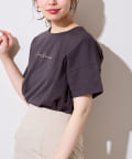 natural couture(ナチュラルクチュール) 袖口ロールアップシルケットロゴT