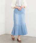 natural couture(ナチュラルクチュール) 【WEB限定】アシメフレアデニムスカート