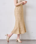 natural couture(ナチュラルクチュール) ストライプフラワーレースマーメイドスカート
