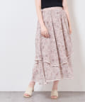 natural couture(ナチュラルクチュール) 【WEB限定】花柄ランダムヘムパイピングスカート