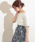 natural couture(ナチュラルクチュール) 袖口配色スカラップ強撚ニット