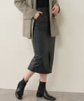 natural couture(ナチュラルクチュール) フェイクレザー78センチ丈ナロースカート