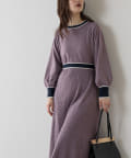 natural couture(ナチュラルクチュール) 【WEB限定カラー有り】配色ライン使いニットワンピース