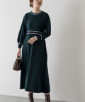 natural couture(ナチュラルクチュール) 【WEB限定カラー有り】配色ライン使いニットワンピース
