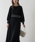 natural couture(ナチュラルクチュール) 【WEB限定カラー有り】配色ライン使いニットワンピース