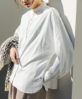 PUAL CE CIN(ピュアルセシン) ロゴ刺繍衿フリルブラウス